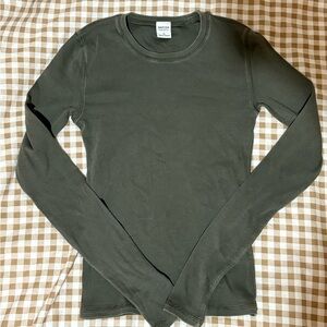 Aritzia Homestretch Washed Army Green Long Sleeve